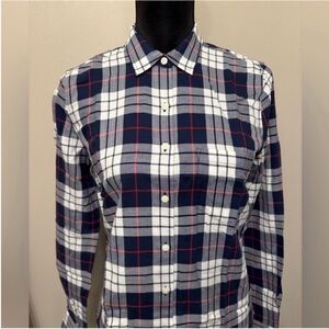 NWT UNTUCKit Women’s Navy and Red Plaid Button Down Shirt Size 4